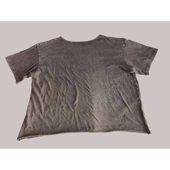 Caution to the Wind T Shirt Sz L Brown Distressed Cropped LOve - Picture 5 of 6